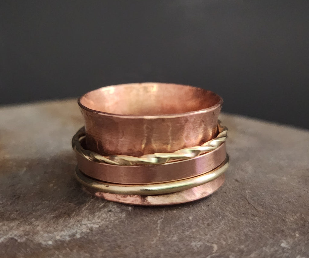 Trilogy Motion Mixed-Metal Fidget Spinner Ring