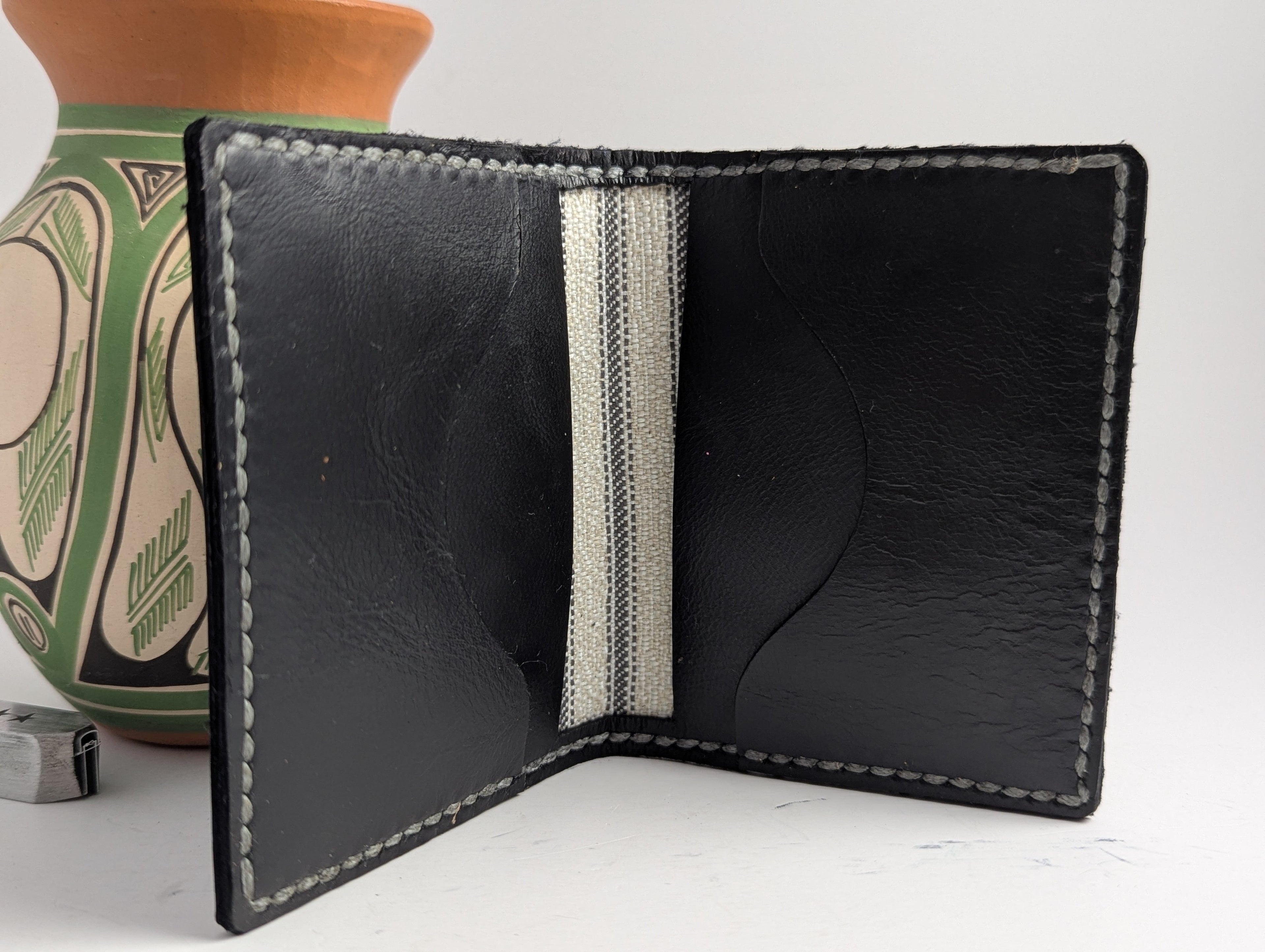 Black Lined Slim Bifold Wallet