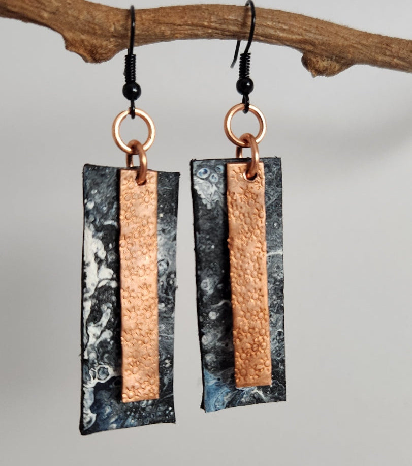 Canvas and Copper Rays Earrings