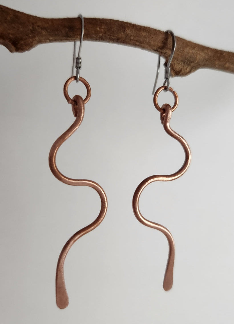 Copper Curve Dangle Earrings