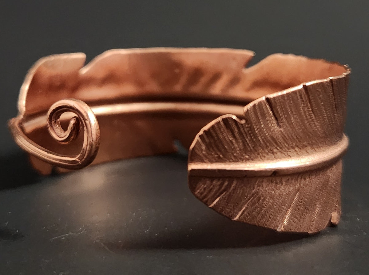 Form-Folded Copper Feather Cuff