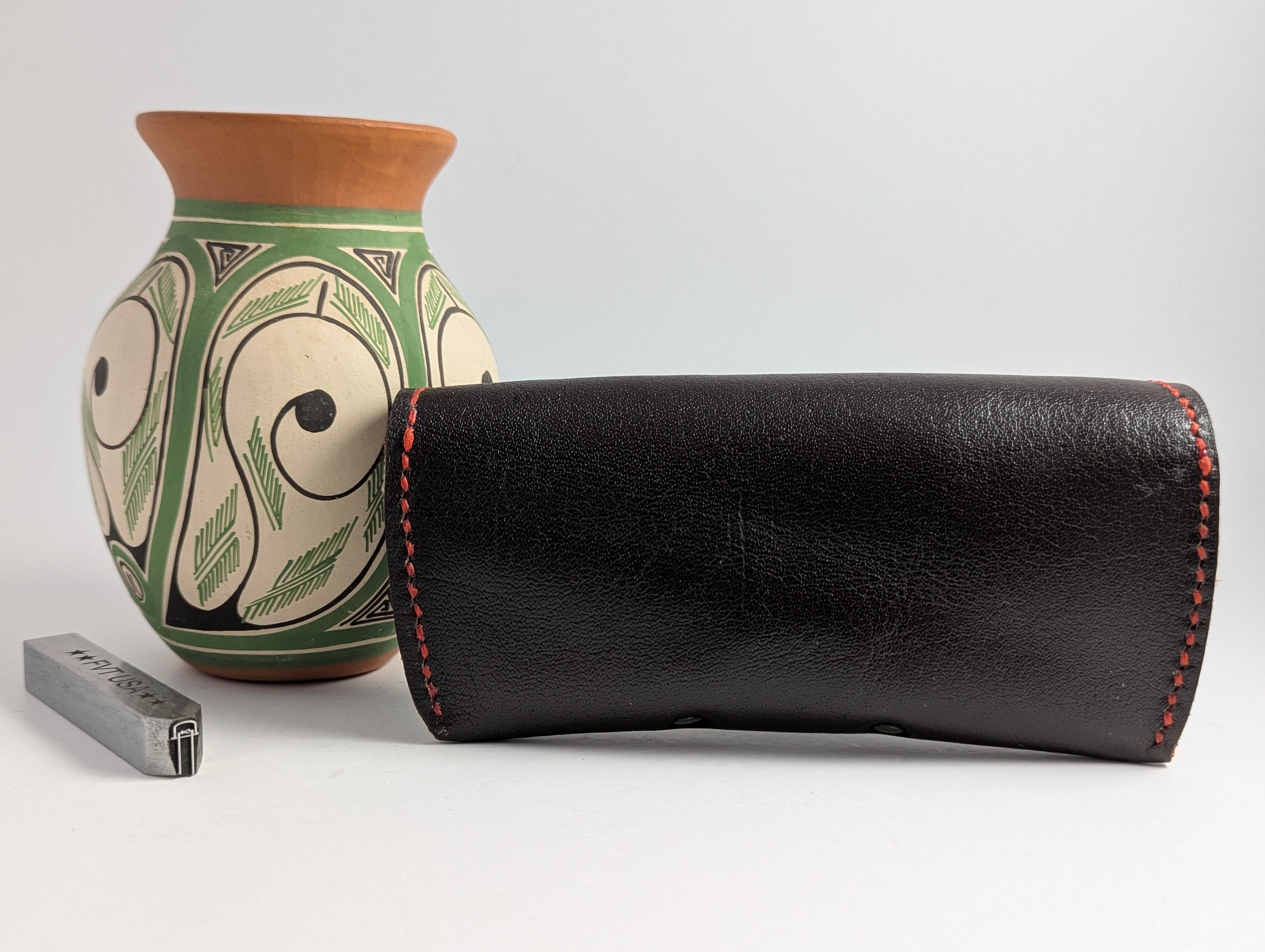 Dark Brown & Crimson Eyeglass Case