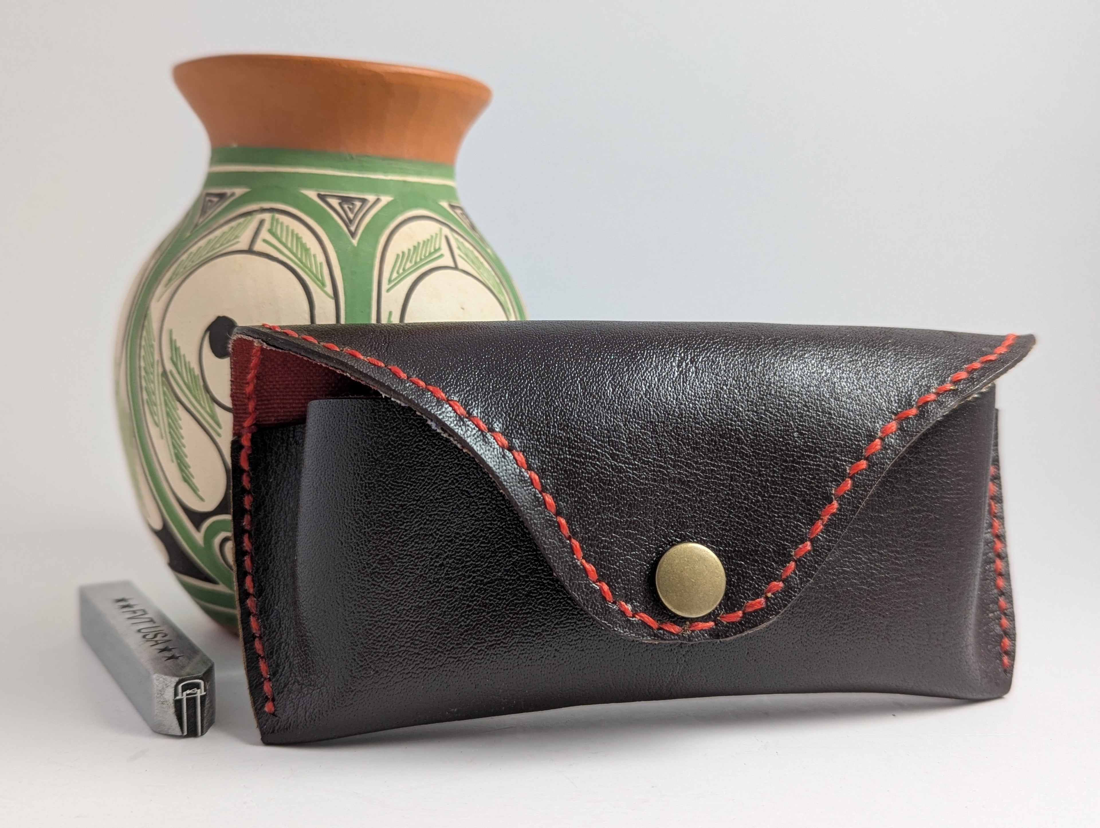 Dark Brown & Crimson Eyeglass Case