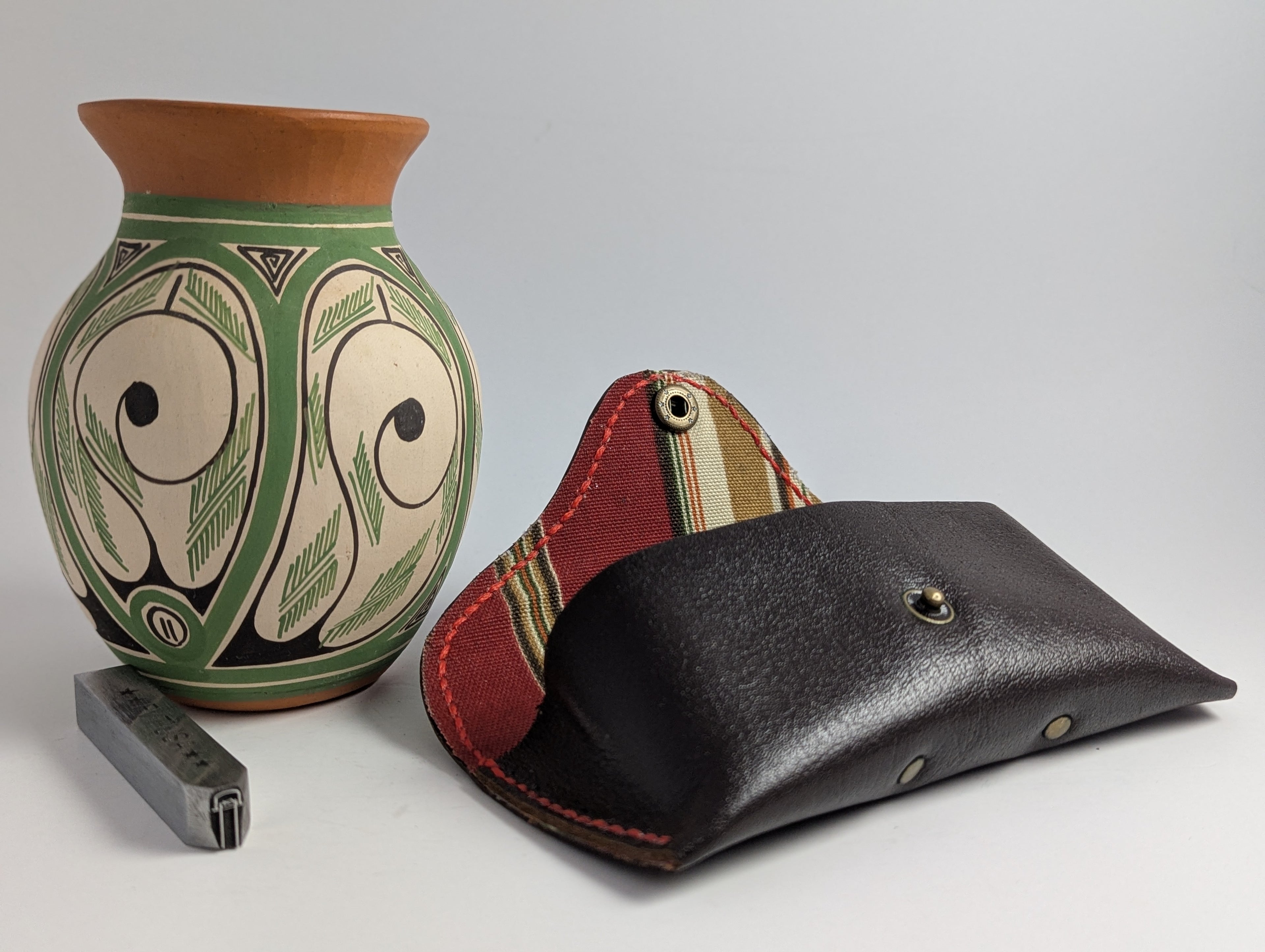 Dark Brown & Crimson Eyeglass Case