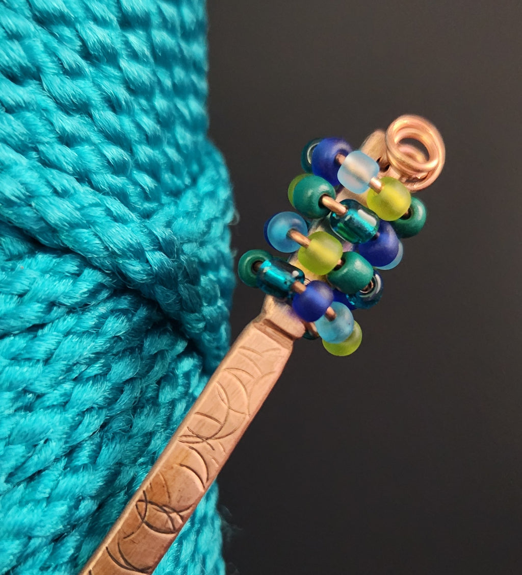 Lagoon Swirl Hand-Forged Copper Hair Wand