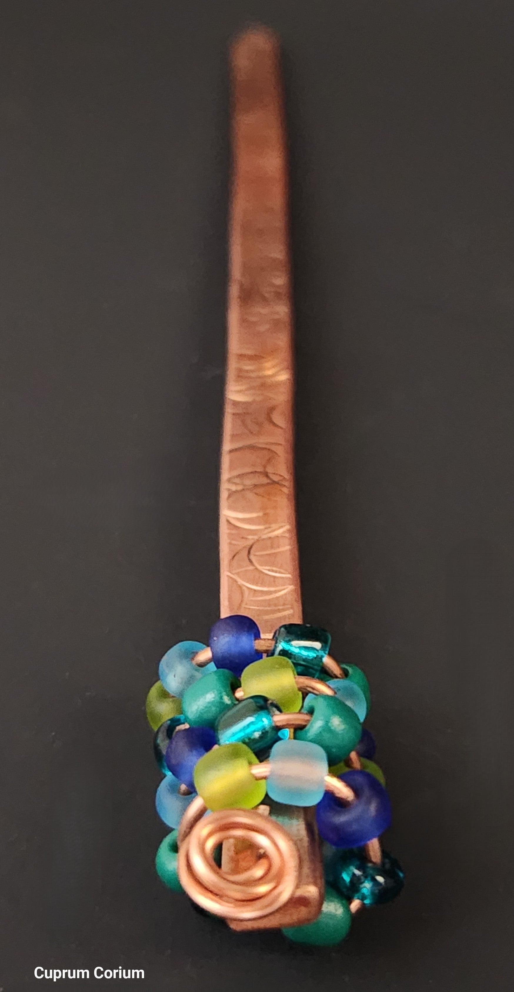 Lagoon Swirl Hand-Forged Copper Hair Wand