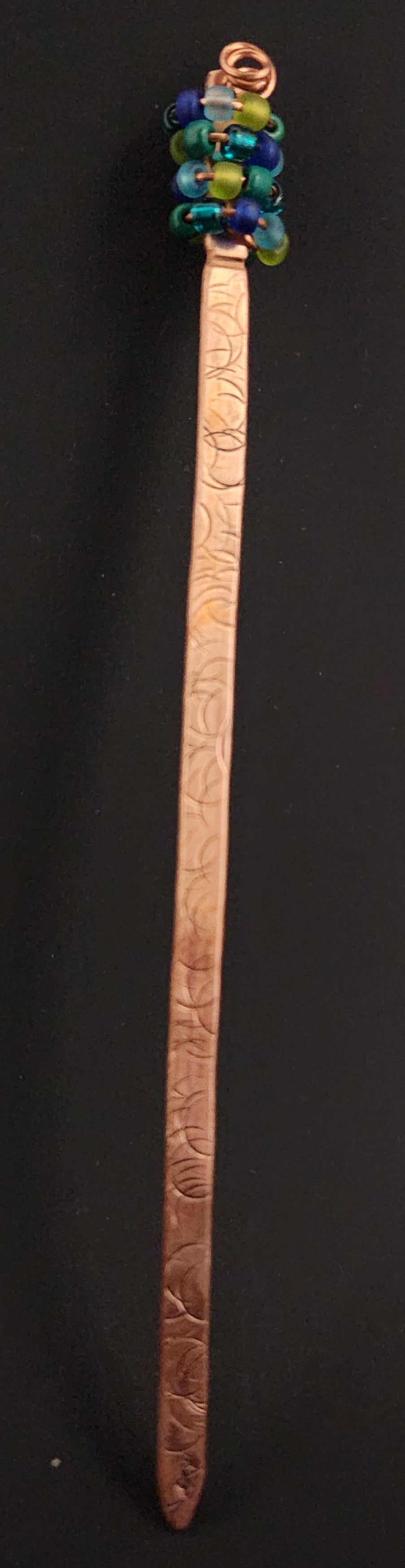 Lagoon Swirl Hand-Forged Copper Hair Wand