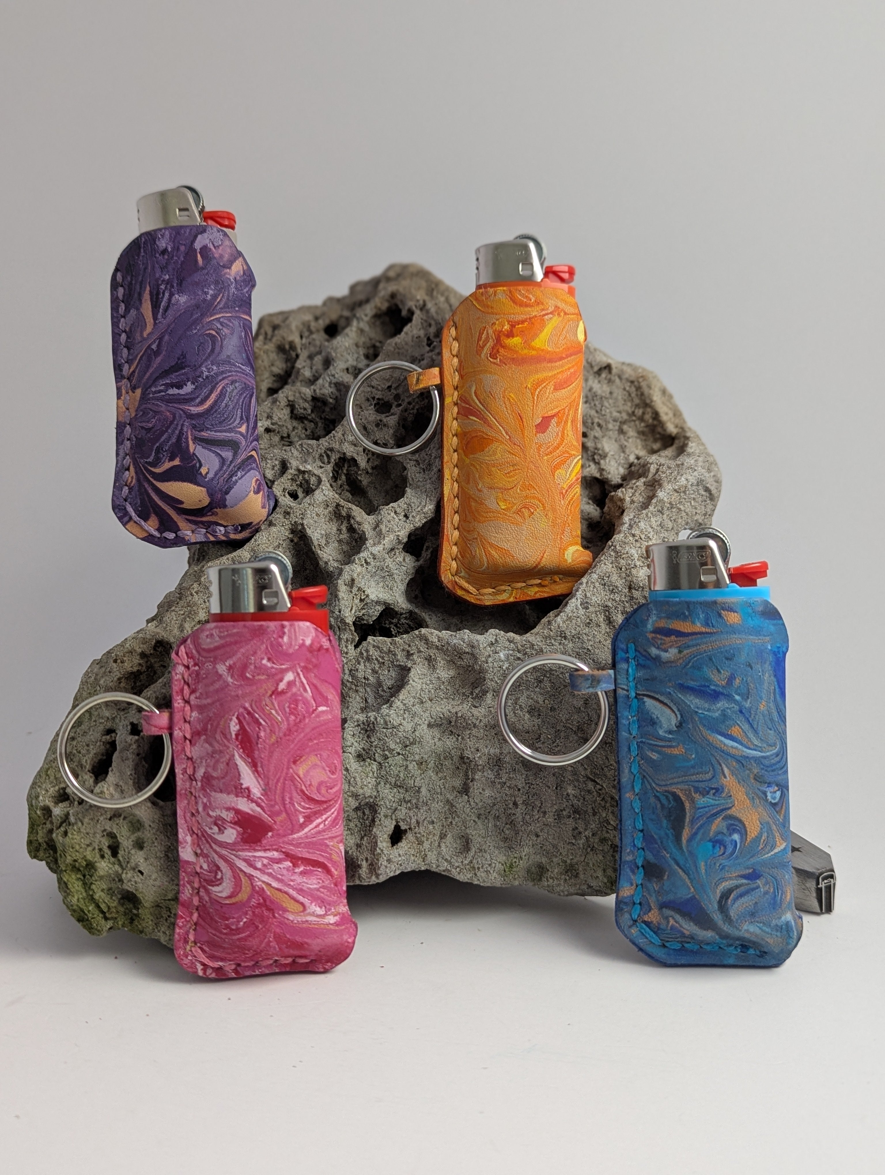 Tie-Dyed Leather Lighter Cases
