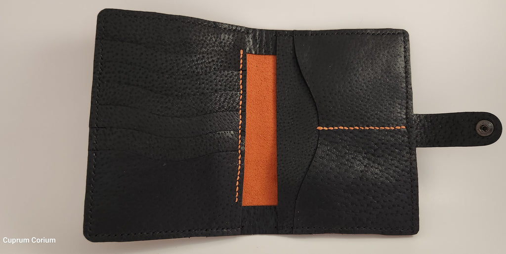 Tortoise & Obsidian Hand-Stitched Leather Passport Wallet