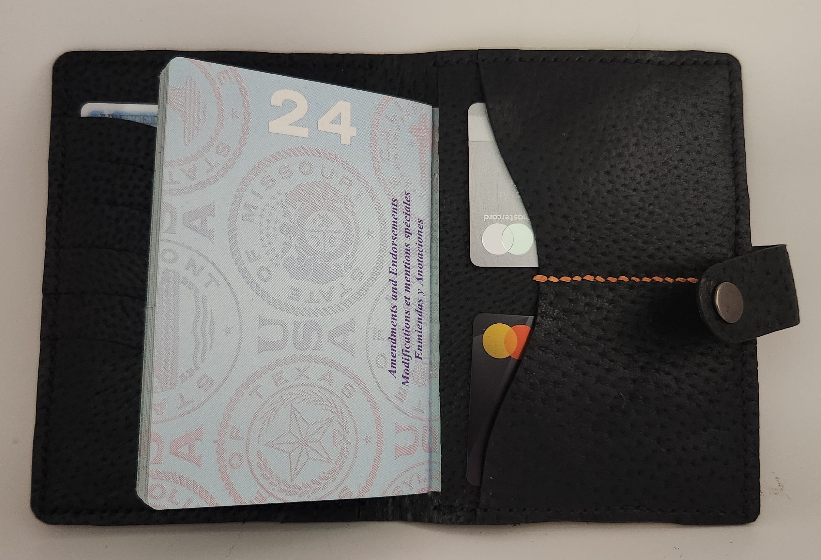 Tortoise & Obsidian Hand-Stitched Leather Passport Wallet