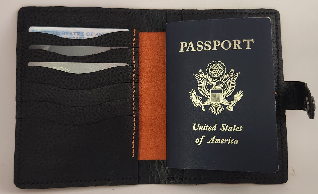 Tortoise & Obsidian Hand-Stitched Leather Passport Wallet