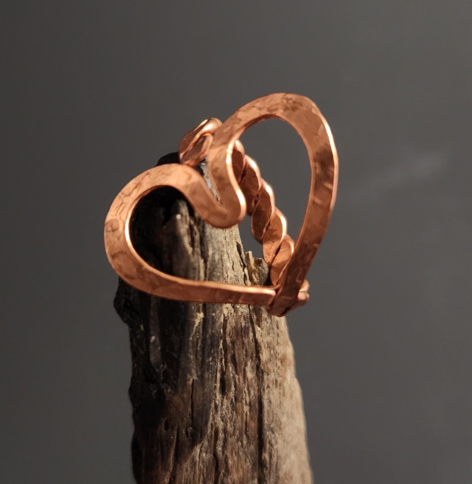 Twisted Heart Adjustable Copper Ring