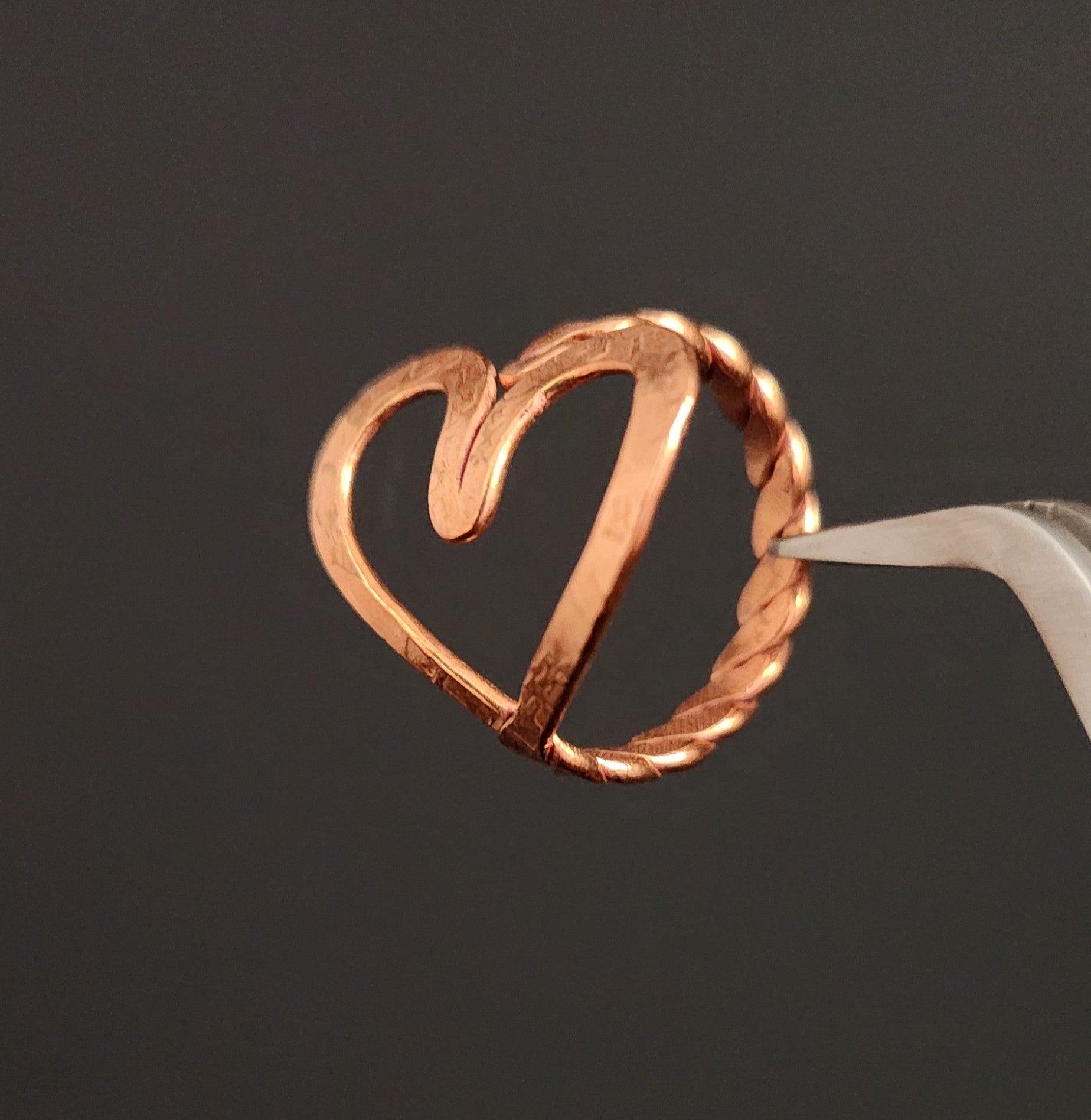 Twisted Heart Adjustable Copper Ring