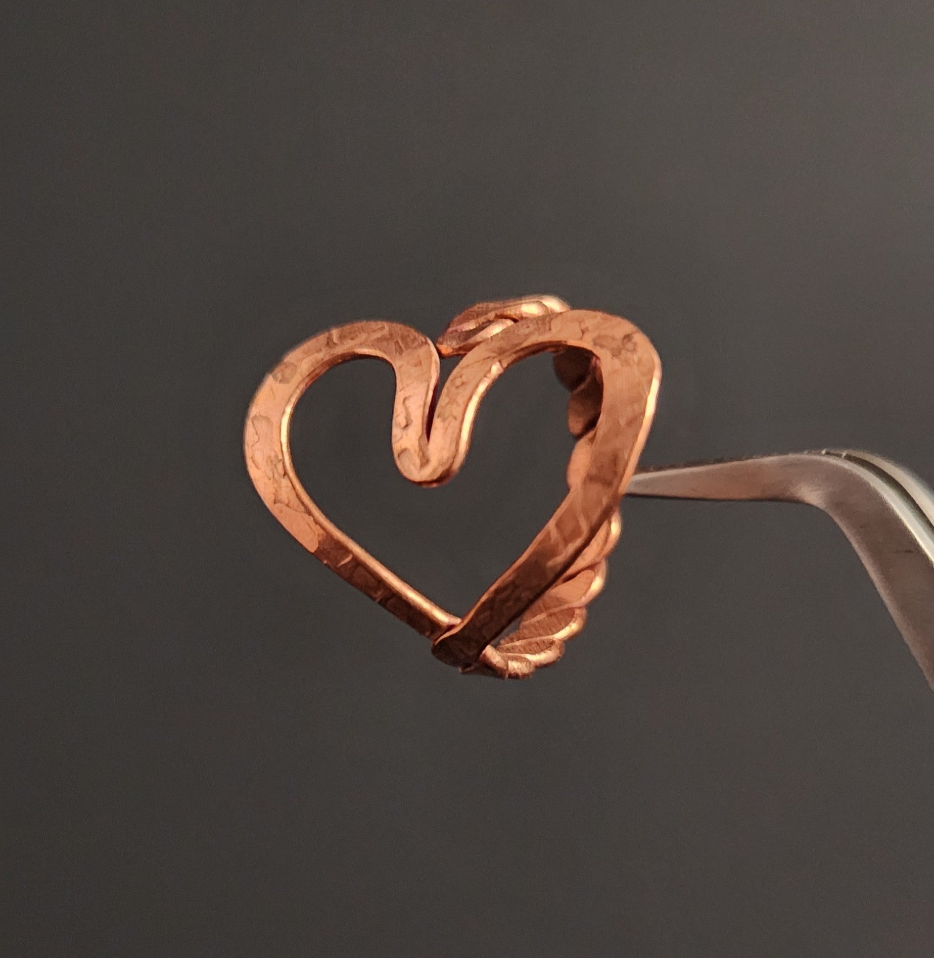 Twisted Heart Adjustable Copper Ring