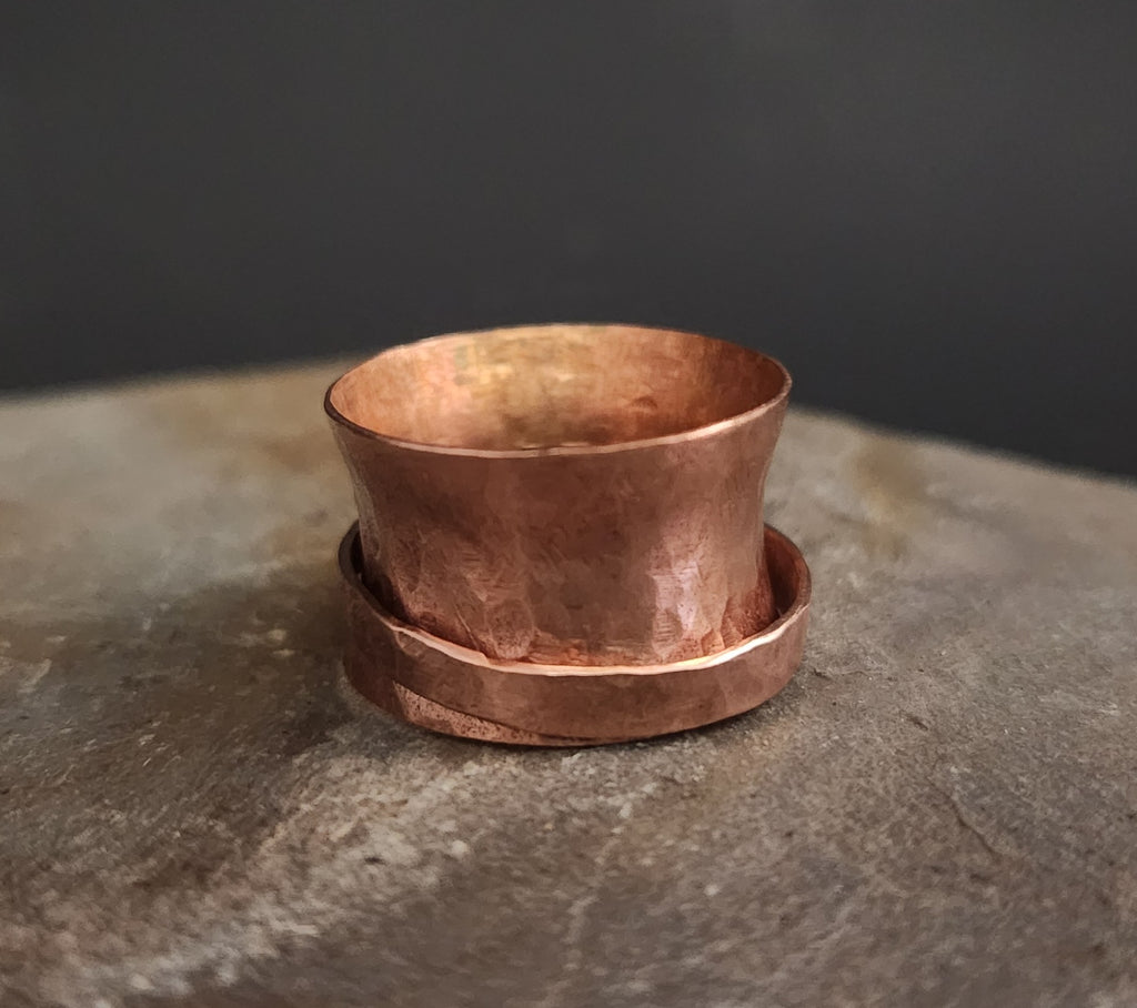 Rustic Minimalist Copper Fidget Spinner Ring